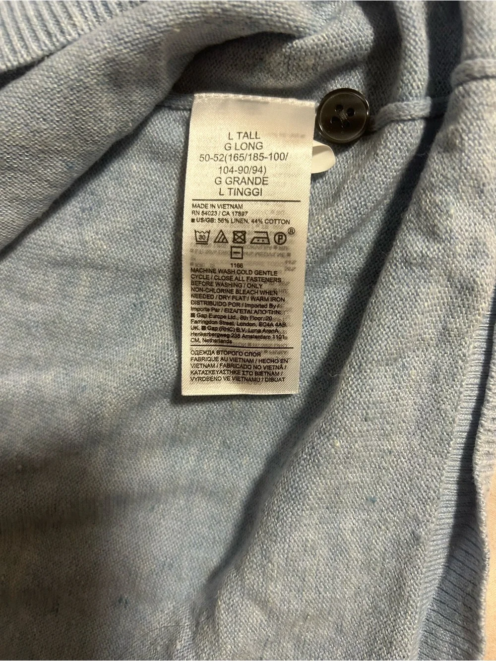 Banana Republic Light Blue Striped Linen Cotton Blend Button Down Shirt Size LT